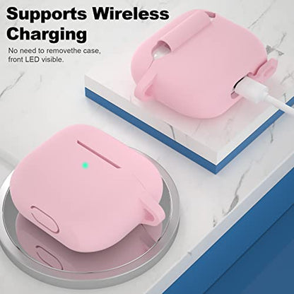Compatible with AirPods 3 Case, Protective Silicone Cover for AirPods 3rd Generation Case 2021, Wireless Charging - Pink - color: B-Pink