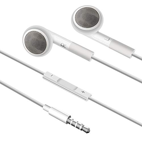 Jelanry 3.5mm Earphone Earbuds Headphones with Remote - White | 3.5mm Wired Headphones for Shuffle 2 3 4 5 6, Touch 2G 3G 4G 5G Classic nano6