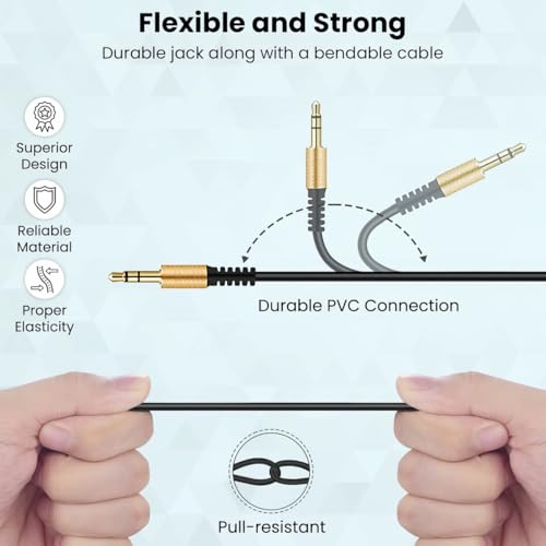 Aux Cord 6.6ft/2M, Right Angle Gold Plated 3.5mm Audio Cable, Hi-Fi Sound Male to Male Aux Cable Home Car Stereo Audio Jack Cables Auxiliary Cord Compatible with Headphone MP3 iPhone iPad Tablet - size: 2M
