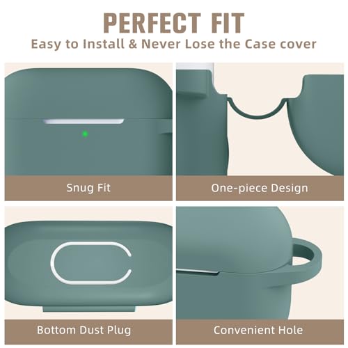 Hamile Compatible with AirPods Pro Case Protective Silicone Airpod Case Shockproof Cover Skin for Apple Airpod Pro 2019 Charging Case, with Keychain, Midnight Green - color: Midnight Green