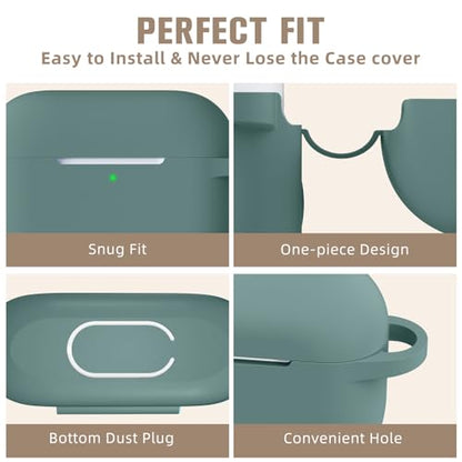 Hamile Compatible with AirPods Pro Case Protective Silicone Airpod Case Shockproof Cover Skin for Apple Airpod Pro 2019 Charging Case, with Keychain, Midnight Green - color: Midnight Green