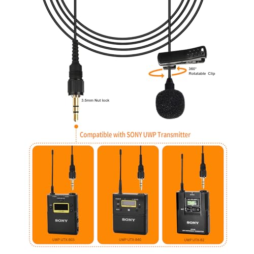 Omnidirectional Lavalier Microphone for UWP V1/D11/D21 Microphone System (Black)
