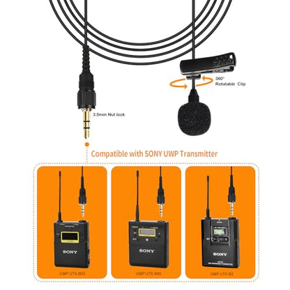 Omnidirectional Lavalier Microphone for UWP V1/D11/D21 Microphone System (Black)
