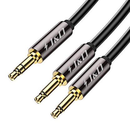 J&D Airplane Airline Flight Cable for Headphones, 3.5mm 1/8 inch TRS Male to Dual 3.5mm 1/8 inch TS Male Gold Plated Copper Shell Heavy Duty, 6 Feet - size: 6 Feet