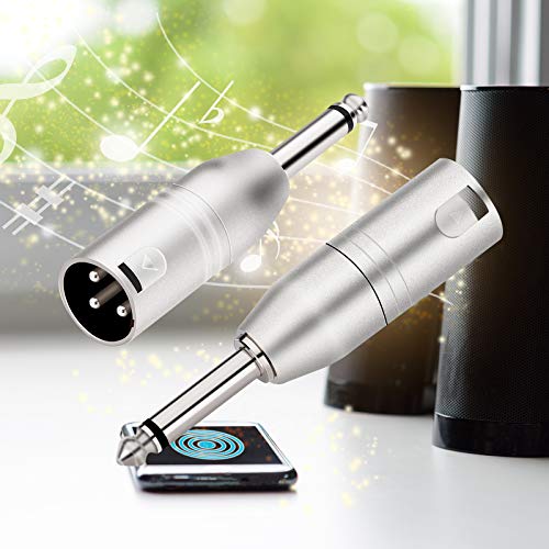 Tisino 1/4" TS Mono to XLR Adapter, Unbalanced Quarter Inch 6.35mm Male to XLR Male Adapters - 2 Pack - color: 1/4" TS to XLRM