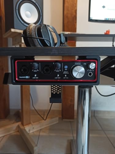 Under Desk Mount Stand for Focusrite Scarlett 2i2 Audio Interface with Headphone Hook, Desk Organization Accessory