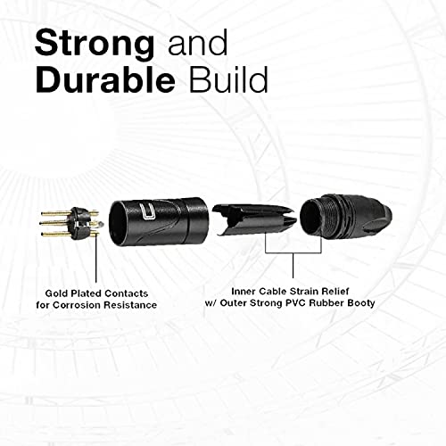 Unbalanced XLR Cable Male to Right Angle 1/4" TS - 10 Feet Red - Pro 3-Pin Microphone Connector for Powered Speakers, Audio Interface or Mixer for Live Performance & Recording