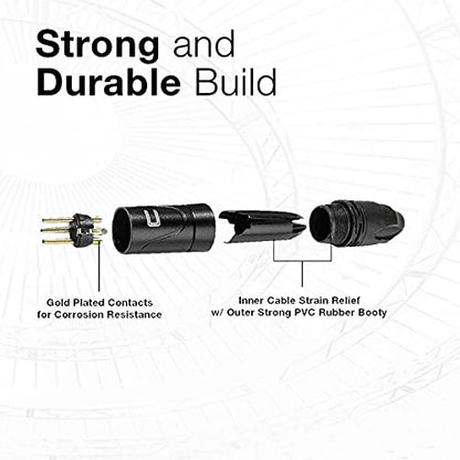 Unbalanced XLR Cable Male to Right Angle 1/4" TS - 10 Feet Red - Pro 3-Pin Microphone Connector for Powered Speakers, Audio Interface or Mixer for Live Performance & Recording