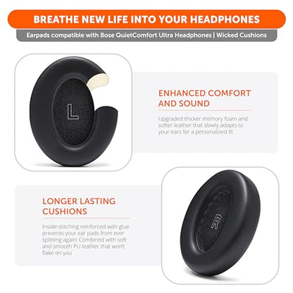WC PadZ QC Ultra - Earpads for Bose QuietComfort Ultra Gen 1 & 2 | Made by Wicked Cushions | Enhanced Comfort, Thickness & Durability | Black - color: Black