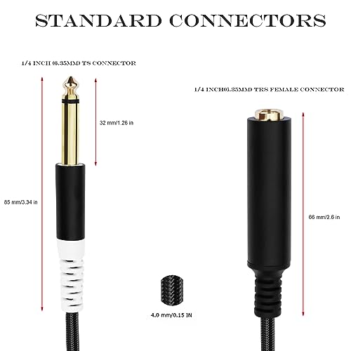 3.5mm to 1/4 Adapter Cable, 3.5mm TRS Female to Dual 1/4 inch TS Male Y Splitter Cable Adapter, Mini Jack Stereo to 2 Quarter inch Mono Insert Cable - 1 ft - style: 3.5mm TRS Female to Dual 6.35mm TS