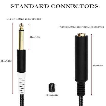 3.5mm to 1/4 Adapter Cable, 3.5mm TRS Female to Dual 1/4 inch TS Male Y Splitter Cable Adapter, Mini Jack Stereo to 2 Quarter inch Mono Insert Cable - 1 ft - style: 3.5mm TRS Female to Dual 6.35mm TS