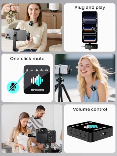 MENERESAS Wireless Microphone for iPhone: 40dB Noise Canceling Mini Mic with 20Hz-20kHz Audio, 328ft Range, 20H Battery, 3-in-1 Lavalier Microphone for Video Recording