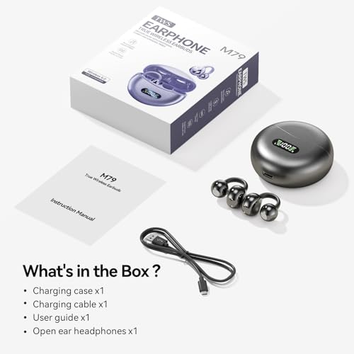 Clip On Earbuds Open Ear Ear Buds Wireless Bluetooth 5.4 Headphones,48H Playtime,IPX6 Waterproof,Touch Control,Comfortable for Workouts and Daily Use (Blcak) - color: Blcak