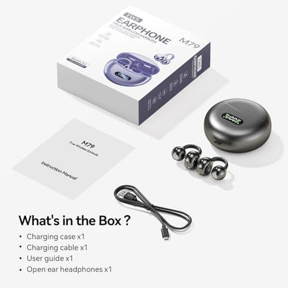 Clip On Earbuds Open Ear Ear Buds Wireless Bluetooth 5.4 Headphones,48H Playtime,IPX6 Waterproof,Touch Control,Comfortable for Workouts and Daily Use (Blcak) - color: Blcak