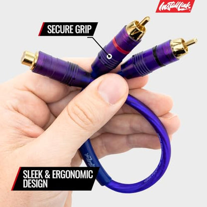 Install Link RCA Y Adapter Cable, 1-Female to 2-Male Splitter, 2-Pack (OFC) | Pure OFC Copper, 1ft, Feeds One Stereo Signal to Two Components, for Subwoofer, Home Theater, Car Audio Amplifier, Studio - color: Frosted Purple, size: 1-Female to 2-Male