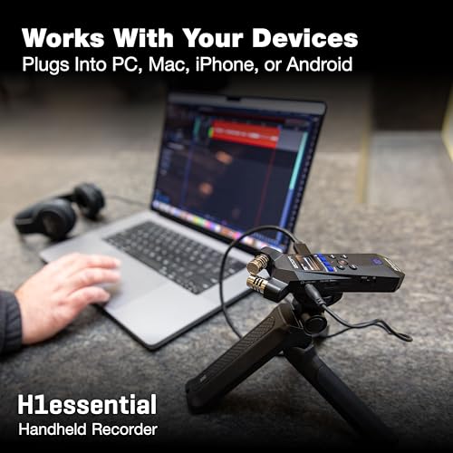 Zoom H1 Essential Recorder for Musicians, Podcasters & Content Creators | Clip-Free Audio with 32-Bit Float, X/Y Stereo Mics, USB Microphone Mode, 10-HR Battery, Accessibility Features