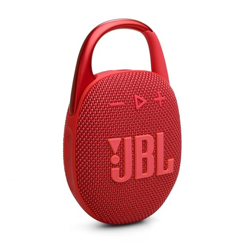 JBL Clip 5 - Ultra-Portable, Waterproof & Dustproof Bluetooth Speaker, Big JBL Pro Sound with Punchy bass, Integrated Carabiner, Up to 12 Hours of Play, Made in Part with Recycled Materials (Red) - color: Red