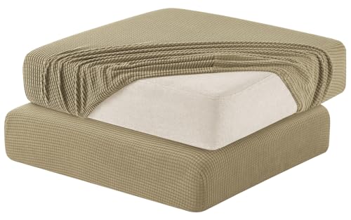 Hokway Stretch Couch Cushion Slipcovers Reversible Cushion Replacement Slipcovers Sofa Cushion Covers(Camel New, 2 Pieces) - color: Camel New, size: Small (2 Pieces)