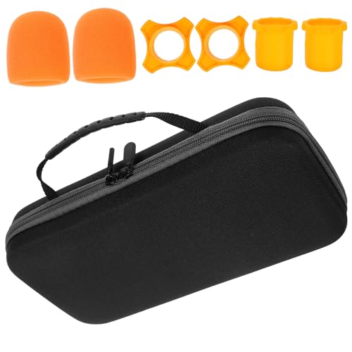 Toddmomy Portable Microphone Storage Case with Zipper for Two Mics, Large-capacity Black Carrying Pouch with Orange Non-slip Foam Covers and Shockproof Tail Protection, Travel Microphone