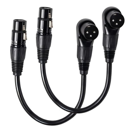 2pcs Right Angle XLR Cable, Adjustable-Angle Male to Straight Female 90 Degree XLR Adapter Connector for Sound Equipment Mixers recorders Accessories(Black, 1ft/30cm)