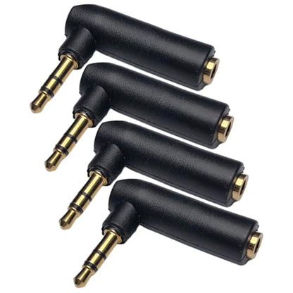 CESS 3.5mm Right Angle Male to Female Stereo Adapter, 4 Pack