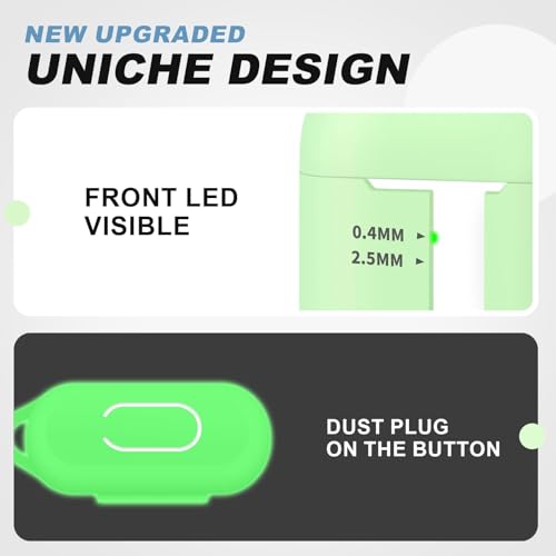 for AirPods Case Cover, Come with Clean Pen，Soft Silicone Protective Cover for Women Men Compatible with Apple AirPods 2nd 1st Generation Charging Case, Front LED Visible,Glow Green - color: B8-Luminous Green