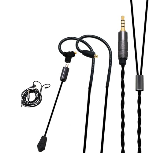 Earphone Cable MMCX Replacement Earphone Wire 3.5mm Audio Jack Detachable Earbuds Exchange Nylon Braided Cord with Mic and Comfortable
