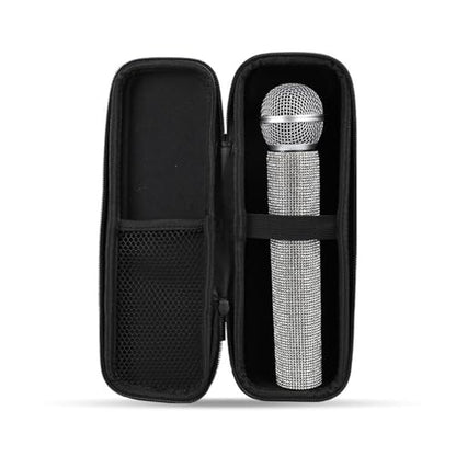 Hard Shell Wireless Microphone Case, Portable Shockproof Travel Bag for Handheld Mic, Compatible with 1 Transmitter Receiver Adapters Cables & Batteries
