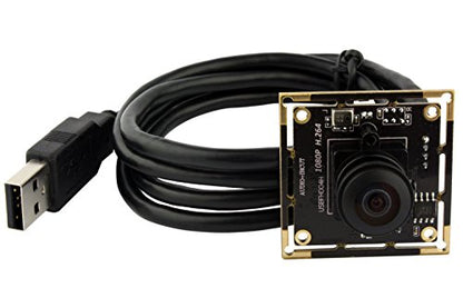 ELP H.264 1080P USB Camera Module with Microphone Wide Angle Fisheye Webcam | 180degree FHD PC Camera for Computer, UVC USB2.0 Lightburn Camera for Laser, Home Security, Embedded Machine Vision, Robotics - size: 180degree lens