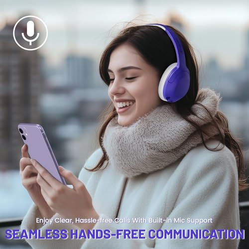 ATTACK SHARK G300 Active Noise Cancelling Wireless Headphones, Ultra Light Foldable Over-Ear Wired/Bluetooth Headset, 20H Playtime, Built-in Mic Hands Free Talking for Travel, Office, Home - Purple - color: Purple