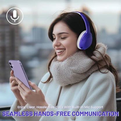 ATTACK SHARK G300 Active Noise Cancelling Wireless Headphones, Ultra Light Foldable Over-Ear Wired/Bluetooth Headset, 20H Playtime, Built-in Mic Hands Free Talking for Travel, Office, Home - Purple - color: Purple