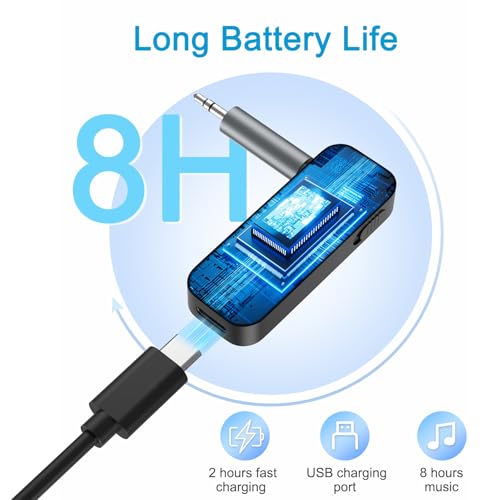 Bluetooth 5.4 AUX Adapter for Car, 2 in 1 Bluetooth Transmitter Receiver for TV Headphones Home Stereo Speaker, Hands-Free Calls, 3.5mm Wireless Audio Adapter - color: Black