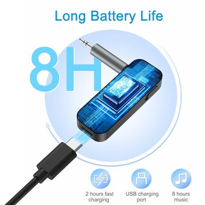 Bluetooth 5.4 AUX Adapter for Car, 2 in 1 Bluetooth Transmitter Receiver for TV Headphones Home Stereo Speaker, Hands-Free Calls, 3.5mm Wireless Audio Adapter - color: Black