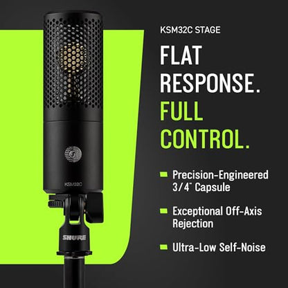 Shure KSM32C Stage Kit Cardioid Condenser Microphone - Precision ¾” Capsule, Low-Frequency Excellence, Ultra-Low Self-Noise, Off-Axis Rejection