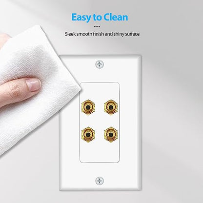 Banana Binding Post Wall Plate for 2 Speakers, White