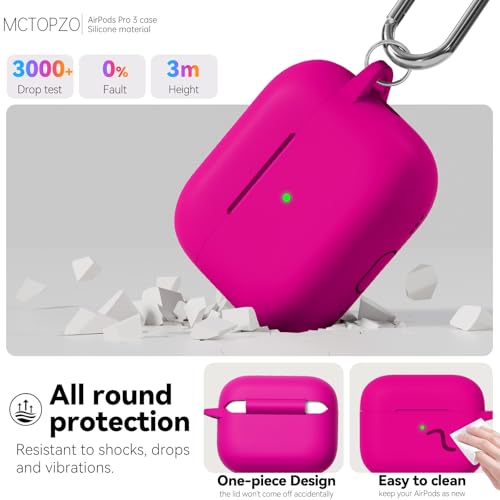 for AirPods Pro 3 Case 2025,Come with Cleaner Kit,Hot Pink | Silicone Protective Cover for Airpod Pro 3rd Generation Case with Keychain,for Women Men,One-Piece Design,Shockproof - color: E-Hot Pink