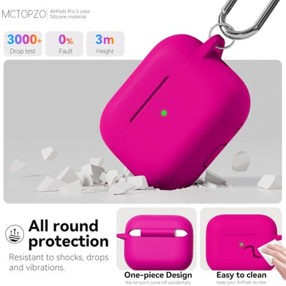 for AirPods Pro 3 Case 2025,Come with Cleaner Kit,Hot Pink | Silicone Protective Cover for Airpod Pro 3rd Generation Case with Keychain,for Women Men,One-Piece Design,Shockproof - color: E-Hot Pink