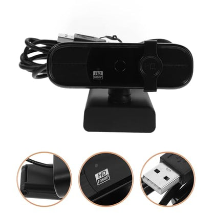 NUOBESTY USB Webcam User-Friendly Design for PC Plastic Video Conferencing Camera with Microphone 1080p Plug and Play for Remote Work and Online Education for Desktop Computer
