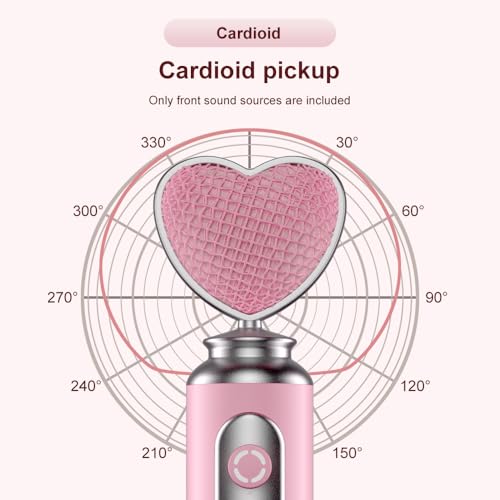 HB128 USB Gaming Condenser Mic Pink Heart Design Plug & Play | One-Click Mute Gain Control, for PC/Console/Phone, Twitch/YouTube/TikTok, Streamers Gamers and Video Creators - color: HB128 desktop