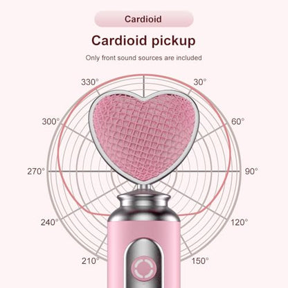 HB128 USB Gaming Condenser Mic Pink Heart Design Plug & Play | One-Click Mute Gain Control, for PC/Console/Phone, Twitch/YouTube/TikTok, Streamers Gamers and Video Creators - color: HB128 desktop