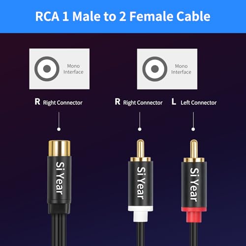 RCA Splitter 1 Female 2 Male 2Pack, Phono RCA Female to Dual Male Gold Plated Adapter, Stereo Audio Y Splitter Cable (20cm/2pcs) - color: RCAF-2RCAM-2PCS