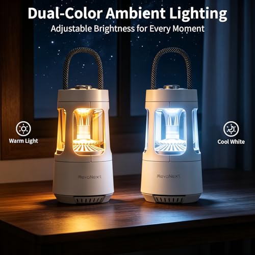 Revonext Camping Lantern Bluetooth Speaker, Rechargeable Waterproof Outdoor Lantern with 10W Stereo Sound, Adjustable Dual-Tone Light, TWS Pairing, Gift for Dad, Men, Outdoor Lovers(White) - color: White