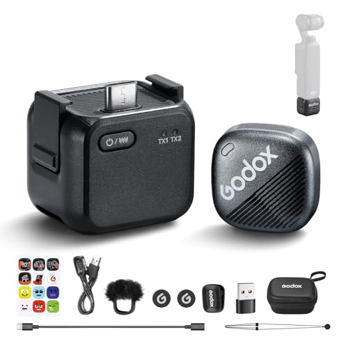 GODOX Cube-OP3 Wireless Lavalier Microphone System | 48kHz 24bit Hi-Res, Noise Reduction, 18W Fast Charge, for DJI Osmo Pocket 3,656ft Range, USB-C TX & RX for Camera Phone PC