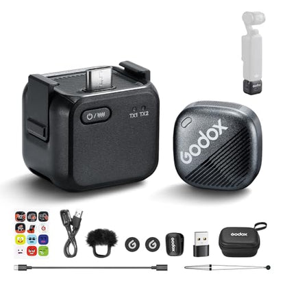 GODOX Cube-OP3 Wireless Lavalier Microphone System | 48kHz 24bit Hi-Res, Noise Reduction, 18W Fast Charge, for DJI Osmo Pocket 3,656ft Range, USB-C TX & RX for Camera Phone PC