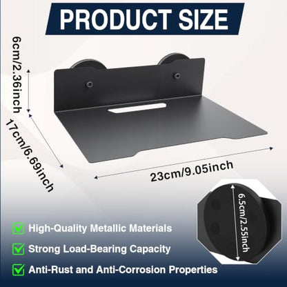 Magnetic Floating Metal Mount Shelf with Cable Management for WiFi Router, Projector,TV Cable Box,Router,Speaker,Sound Bar,Camera,Gaming,Decor Display, Security Camera