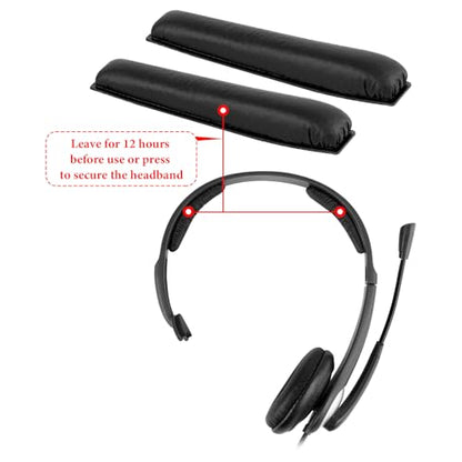 Geekria Protein Leather Headband Pad Compatible with Jabra, Plantronics, Sennheiser, VXI BlueParrott, Headphones Replacement Band Repair Part (Black)