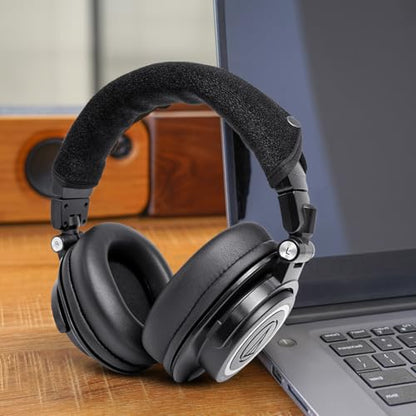GEVO Replacement Ear Pads + Headband Cover Protector Compatible with Audio Technica ATH M50 M50X M50XBT M40X M30X M20X MSR7 SX1 Headphones, Repair Parts, No Tool Installation (Black)