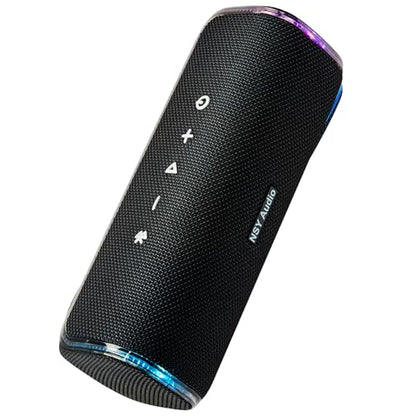 Bass Boosted Bluetooth Bike Speaker, IPX7 Waterproof | 30W RMS (40W Peak) Portable Wireless Outdoor Audio, 25H Playtime, LED Lights, TWS Pairing for Pool, Shower, Gifts (Black) - color: Black