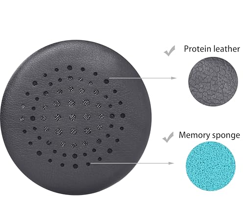 Replacement earpads Compatible with Jabra Evolve 20 Headphones | Black/high-density sound-isolating soft ear pads, protein leather material