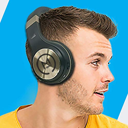 Morpheus 360 Bluetooth Headphones, Wireless Headphones Over Ear, Wireless Headset with Microphone, Black with Gold Accents, Comfortable Design HP5500G - color: Black with Gold Accents